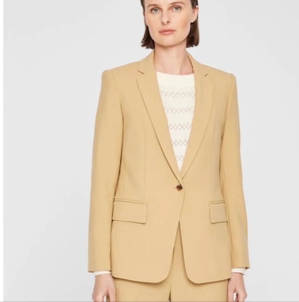 Club Monaco Borrem Camel Blazer Wool Blend Gold Button Size 10 NWOT